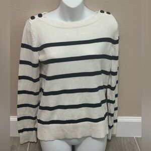 Ann Taylor LOFT Striped Navy and White Sweater